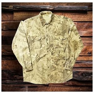 FIVE BROTHERS CAMOUFLAGE BUTTON UP SHIRT- MEN'S SIZE LARGE